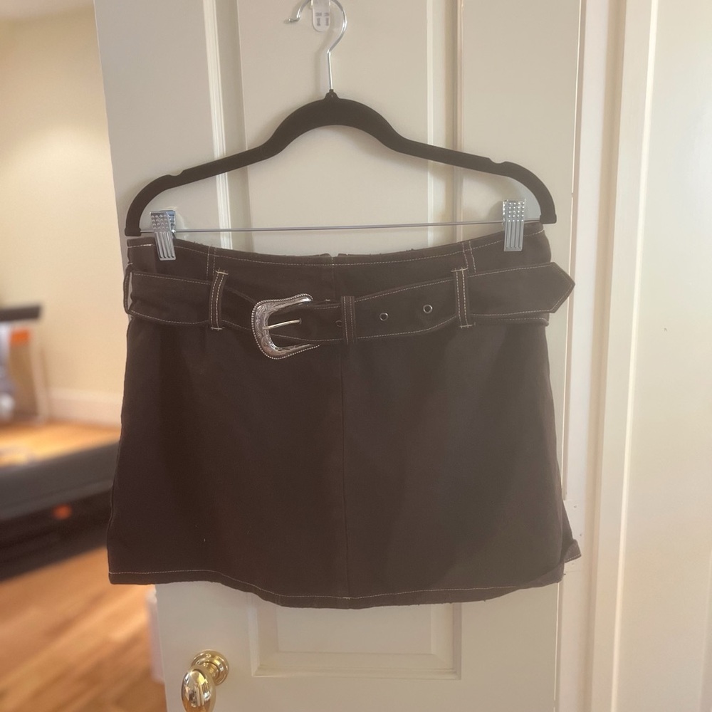 Brown Mini Skirt with Belt